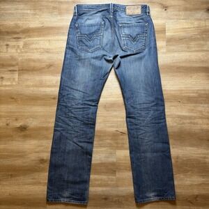 Diesel Larkee Jeans Men 31x32 Blue Straight Leg Dark Wash Denim Whiskered 0813T